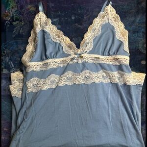 Daisy Fuentes Blue Chemise with White Lace